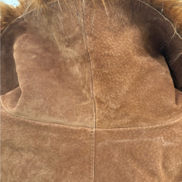 Vintage Y2K Leather Faux Fur Embroidered Together Penny Lane Coat Tag Size 14 - Picture 9 of 16